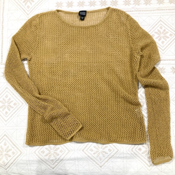 Eileen Fisher Gold Knit 100% Linen Layering Top Sweater S-M - Picture 10 of 10